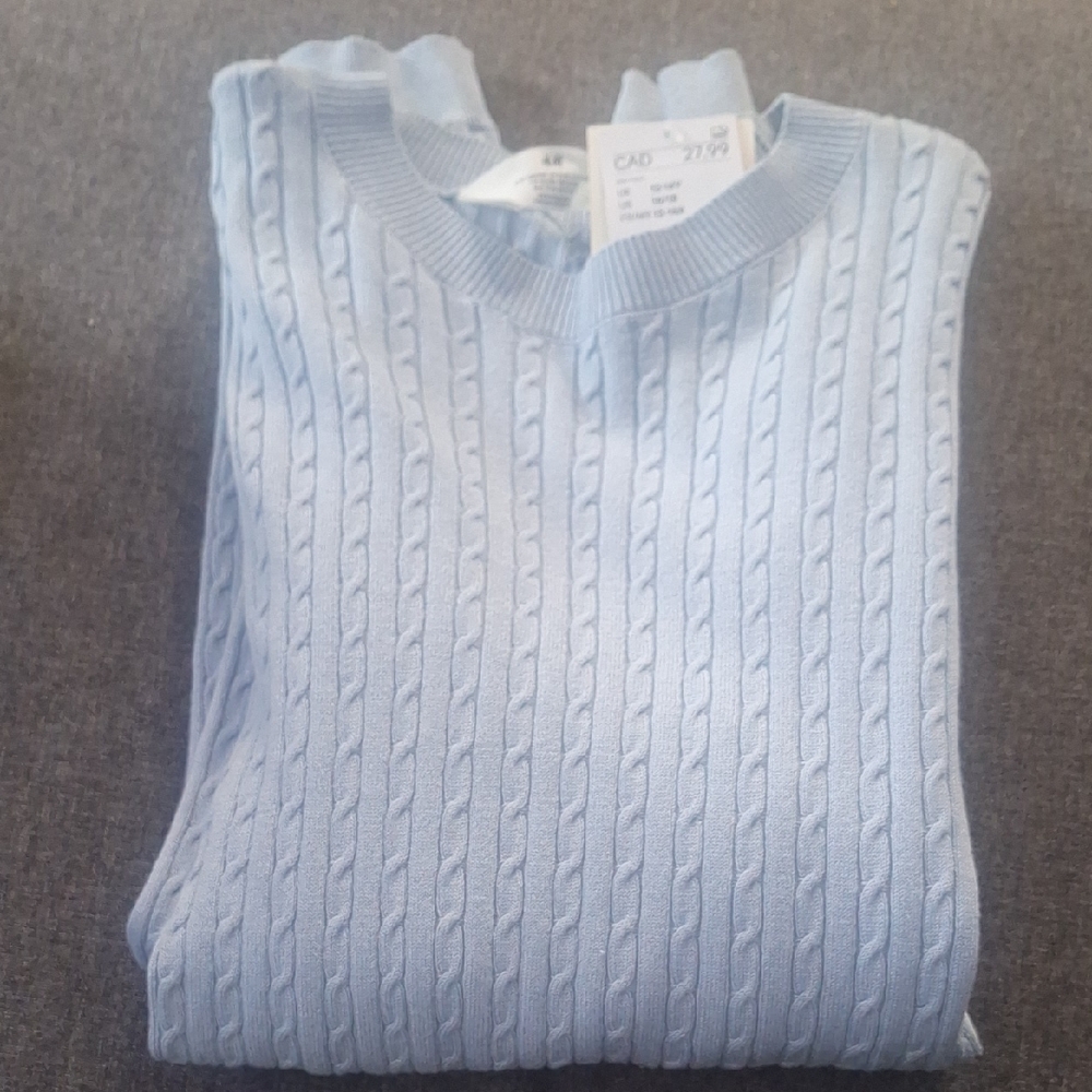 H&M Light Blue Cable-Knit Crewneck Sweater
